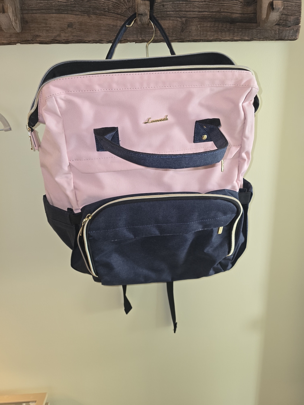 Pink & Navy Convertible Backpack by